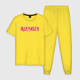 Мужская пижама хлопок с принтом Iron Maiden в Новосибирске, 100% хлопок | брюки и футболка прямого кроя, без карманов, на брюках мягкая резинка на поясе и по низу штанин
 | iron maiden