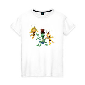Женская футболка хлопок с принтом Пчелка Майя в Новосибирске, 100% хлопок | прямой крой, круглый вырез горловины, длина до линии бедер, слегка спущенное плечо | 