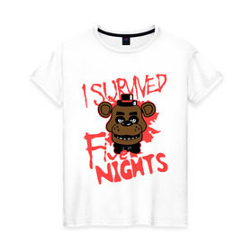 Женская футболка хлопок с принтом Five Nights At Freddy`s в Новосибирске, 100% хлопок | прямой крой, круглый вырез горловины, длина до линии бедер, слегка спущенное плечо | five nights at freddys | fnaf | freddy | игры | медведь | мишка | фнаф | фредди