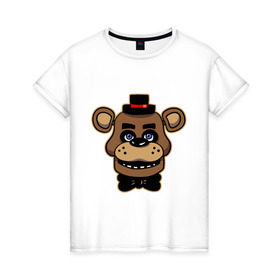 Женская футболка хлопок с принтом Five Nights At Freddy`s в Новосибирске, 100% хлопок | прямой крой, круглый вырез горловины, длина до линии бедер, слегка спущенное плечо | five nights at freddys | fnaf | freddy | игры | медведь | мишка | фнаф | фредди