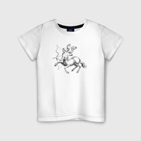 Детская футболка хлопок с принтом Стрелец в Новосибирске, 100% хлопок | круглый вырез горловины, полуприлегающий силуэт, длина до линии бедер | Тематика изображения на принте: знак зодиака | кентавр | стрелец