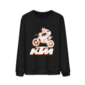 Мужской свитшот хлопок с принтом KTM белый в Новосибирске, 100% хлопок |  | cross | ktm | motocross | кросс | мото