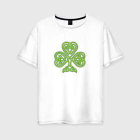 Женская футболка хлопок Oversize с принтом Celtic сlover в Новосибирске, 100% хлопок | свободный крой, круглый ворот, спущенный рукав, длина до линии бедер
 | кельтский | клевер