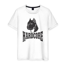 Мужская футболка хлопок с принтом Hardcore в Новосибирске, 100% хлопок | прямой крой, круглый вырез горловины, длина до линии бедер, слегка спущенное плечо. | 
