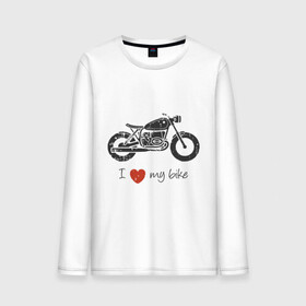 Мужской лонгслив хлопок с принтом Люблю свой байк в Новосибирске, 100% хлопок |  | love | байк | байкер | люблю | мотоцикл | мотоциклист | сердце