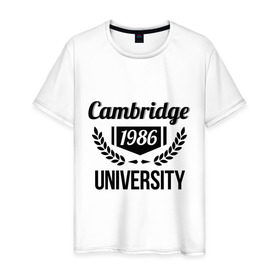 Мужская футболка хлопок с принтом Кэмбридж в Новосибирске, 100% хлопок | прямой крой, круглый вырез горловины, длина до линии бедер, слегка спущенное плечо. | cambridge | university | институт | кэмбридж | студентам | университет