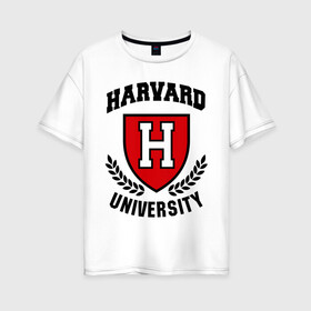 Женская футболка хлопок Oversize с принтом Гарвард в Новосибирске, 100% хлопок | свободный крой, круглый ворот, спущенный рукав, длина до линии бедер
 | harvard | university | гарвард | институт | студентам | университет