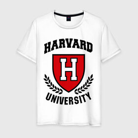 Мужская футболка хлопок с принтом Гарвард в Новосибирске, 100% хлопок | прямой крой, круглый вырез горловины, длина до линии бедер, слегка спущенное плечо. | Тематика изображения на принте: harvard | university | гарвард | институт | студентам | университет