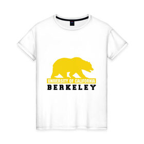 Женская футболка хлопок с принтом Беркли в Новосибирске, 100% хлопок | прямой крой, круглый вырез горловины, длина до линии бедер, слегка спущенное плечо | bear | berkeley | беркли | институт | калифорния | медведь | студентам | университет