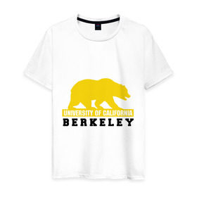 Мужская футболка хлопок с принтом Беркли в Новосибирске, 100% хлопок | прямой крой, круглый вырез горловины, длина до линии бедер, слегка спущенное плечо. | bear | berkeley | беркли | институт | калифорния | медведь | студентам | университет