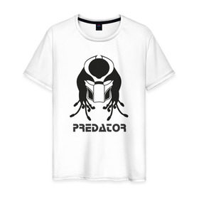 Мужская футболка хлопок с принтом Predator (Хищник) в Новосибирске, 100% хлопок | прямой крой, круглый вырез горловины, длина до линии бедер, слегка спущенное плечо. | Тематика изображения на принте: 