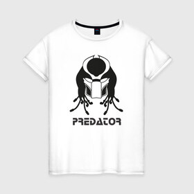 Женская футболка хлопок с принтом Predator (Хищник) в Новосибирске, 100% хлопок | прямой крой, круглый вырез горловины, длина до линии бедер, слегка спущенное плечо | 