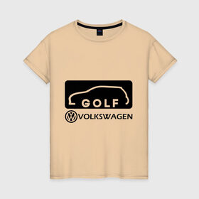 Женская футболка хлопок с принтом Фольцваген гольф в Новосибирске, 100% хлопок | прямой крой, круглый вырез горловины, длина до линии бедер, слегка спущенное плечо | golf | logo | volkswagen | гольф | логотип | фольцваген