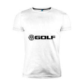 Мужская футболка премиум с принтом Volkswagen Golf в Новосибирске, 92% хлопок, 8% лайкра | приталенный силуэт, круглый вырез ворота, длина до линии бедра, короткий рукав | golf | logo | volkswagen | гольф | логотип | фольцваген