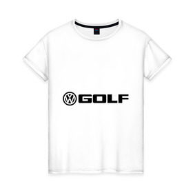 Женская футболка хлопок с принтом Volkswagen Golf в Новосибирске, 100% хлопок | прямой крой, круглый вырез горловины, длина до линии бедер, слегка спущенное плечо | golf | logo | volkswagen | гольф | логотип | фольцваген
