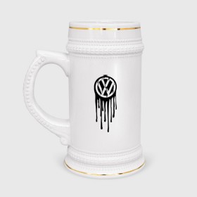 Кружка пивная с принтом Volkswagen в Новосибирске,  керамика (Материал выдерживает высокую температуру, стоит избегать резкого перепада температур) |  объем 630 мл | logo | volkswagen | логотип | фольцваген