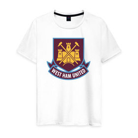 Мужская футболка хлопок с принтом Вест Хэм, BPL, West Ham в Новосибирске, 100% хлопок | прямой крой, круглый вырез горловины, длина до линии бедер, слегка спущенное плечо. | bpl | westham | вестхэм | новинка | отличные вещи для истинного болельщика вест хэмаwfc | футбол
