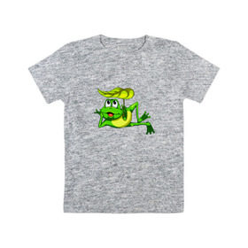 Детская футболка хлопок с принтом Лягушка в Новосибирске, 100% хлопок | круглый вырез горловины, полуприлегающий силуэт, длина до линии бедер | Тематика изображения на принте: детская | детские | лягушка