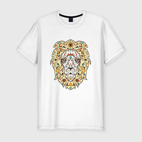 Мужская футболка премиум с принтом Art Lion в Новосибирске, 92% хлопок, 8% лайкра | приталенный силуэт, круглый вырез ворота, длина до линии бедра, короткий рукав | Тематика изображения на принте: лев