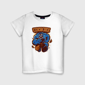 Детская футболка хлопок с принтом Печеньки в Новосибирске, 100% хлопок | круглый вырез горловины, полуприлегающий силуэт, длина до линии бедер | cookie | коржик | монстр | печенье | улица сезам