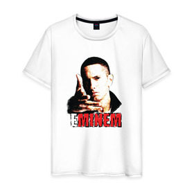Мужская футболка хлопок с принтом Eminem, Еминем в Новосибирске, 100% хлопок | прямой крой, круглый вырез горловины, длина до линии бедер, слегка спущенное плечо. | 