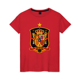 Женская футболка хлопок с принтом Spain National Football в Новосибирске, 100% хлопок | прямой крой, круглый вырез горловины, длина до линии бедер, слегка спущенное плечо | испания | футбол