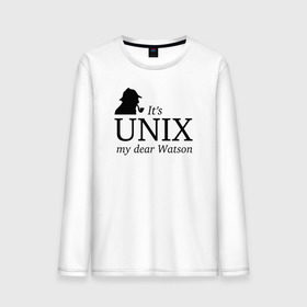 Мужской лонгслив хлопок с принтом It`s Unix, my dear Watson в Новосибирске, 100% хлопок |  | @ | its unix | my dear watsonюникс | unix | админам