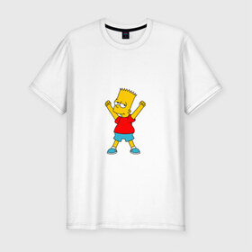 Мужская футболка премиум с принтом Барт в Новосибирске, 92% хлопок, 8% лайкра | приталенный силуэт, круглый вырез ворота, длина до линии бедра, короткий рукав | Тематика изображения на принте: bart | simpson