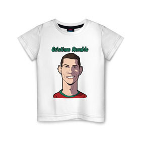 Детская футболка хлопок с принтом Cristiano Ronaldo в Новосибирске, 100% хлопок | круглый вырез горловины, полуприлегающий силуэт, длина до линии бедер | real madrid | ronaldo | роналду | футбол