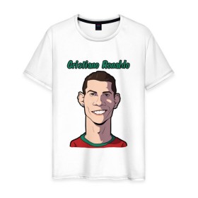 Мужская футболка хлопок с принтом Cristiano Ronaldo в Новосибирске, 100% хлопок | прямой крой, круглый вырез горловины, длина до линии бедер, слегка спущенное плечо. | real madrid | ronaldo | роналду | футбол