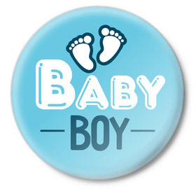 Значок с принтом Boy в Новосибирске,  металл | круглая форма, металлическая застежка в виде булавки | baby shower | boy | беременность | бэби шауэр | для беременных | мальчик | новорожденный | ножки | рождение