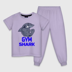 Детская пижама хлопок с принтом GymShark в Новосибирске, 100% хлопок |  брюки и футболка прямого кроя, без карманов, на брюках мягкая резинка на поясе и по низу штанин
 | gymshark | gymsharkакула | shark