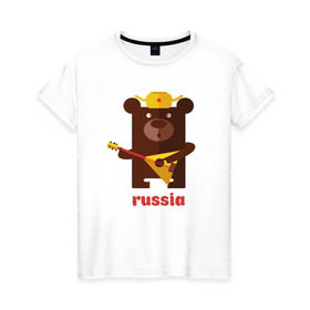 Женская футболка хлопок с принтом Russia в Новосибирске, 100% хлопок | прямой крой, круглый вырез горловины, длина до линии бедер, слегка спущенное плечо | russia | российа | я.русский
