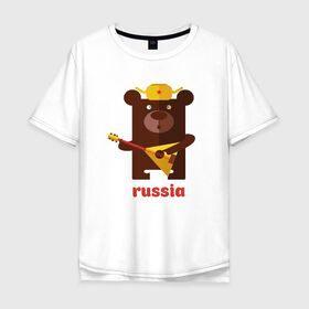 Мужская футболка хлопок Oversize с принтом Russia в Новосибирске, 100% хлопок | свободный крой, круглый ворот, “спинка” длиннее передней части | russia | российа | я.русский