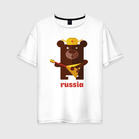 Женская футболка хлопок Oversize с принтом Russia в Новосибирске, 100% хлопок | свободный крой, круглый ворот, спущенный рукав, длина до линии бедер
 | russia | российа | я.русский