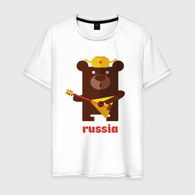 Мужская футболка хлопок с принтом Russia в Новосибирске, 100% хлопок | прямой крой, круглый вырез горловины, длина до линии бедер, слегка спущенное плечо. | Тематика изображения на принте: russia | российа | я.русский
