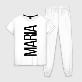 Женская пижама хлопок с принтом Мария в Новосибирске, 100% хлопок | брюки и футболка прямого кроя, без карманов, на брюках мягкая резинка на поясе и по низу штанин | bigname | maria | мария | маша