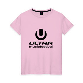 Женская футболка хлопок с принтом Ultra Music Festival в Новосибирске, 100% хлопок | прямой крой, круглый вырез горловины, длина до линии бедер, слегка спущенное плечо | house | rave | ultra music festival | umf