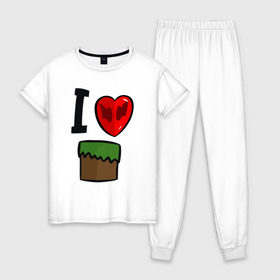 Женская пижама хлопок с принтом Футболка Диллерона в Новосибирске, 100% хлопок | брюки и футболка прямого кроя, без карманов, на брюках мягкая резинка на поясе и по низу штанин | игры | мinecraft | майнкрафт