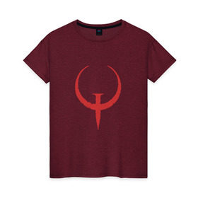 Женская футболка хлопок с принтом Quake в Новосибирске, 100% хлопок | прямой крой, круглый вырез горловины, длина до линии бедер, слегка спущенное плечо | .красный | logo | quake | qw | игра