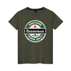 Женская футболка хлопок с принтом Hanneman в Новосибирске, 100% хлопок | прямой крой, круглый вырез горловины, длина до линии бедер, слегка спущенное плечо | hannemanhanneman | slayer