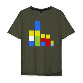 Мужская футболка хлопок Oversize с принтом Симпсоны кубики в Новосибирске, 100% хлопок | свободный крой, круглый ворот, “спинка” длиннее передней части | Тематика изображения на принте: the simpsons | барт | гомер | кубики | мардж | симпсоны