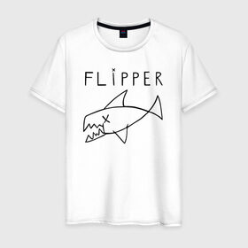 Мужская футболка хлопок с принтом Flipper в Новосибирске, 100% хлопок | прямой крой, круглый вырез горловины, длина до линии бедер, слегка спущенное плечо. | Тематика изображения на принте: flipper | kurt | nirvana | курт кобейн | курта кобейна | нирвана
