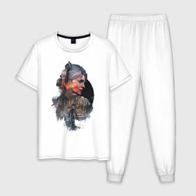 Мужская пижама хлопок с принтом The Witcher 3 в Новосибирске, 100% хлопок | брюки и футболка прямого кроя, без карманов, на брюках мягкая резинка на поясе и по низу штанин
 | ведьмак