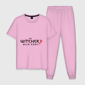 Мужская пижама хлопок с принтом The Witcher 3 в Новосибирске, 100% хлопок | брюки и футболка прямого кроя, без карманов, на брюках мягкая резинка на поясе и по низу штанин
 | ведьмак