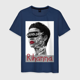 Мужская футболка хлопок с принтом Rihanna в Новосибирске, 100% хлопок | прямой крой, круглый вырез горловины, длина до линии бедер, слегка спущенное плечо. | badgirl | diamond | rihanna | riri | rnb | umbrella | риана | рианна