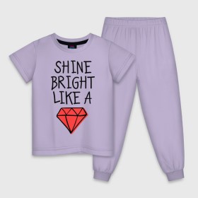 Детская пижама хлопок с принтом Shine bright like a diamond в Новосибирске, 100% хлопок |  брюки и футболка прямого кроя, без карманов, на брюках мягкая резинка на поясе и по низу штанин
 | badgirl | diamond | rihanna | riri | rnb | umbrella | риана | рианна