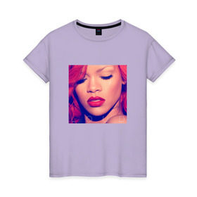 Женская футболка хлопок с принтом Rihanna в Новосибирске, 100% хлопок | прямой крой, круглый вырез горловины, длина до линии бедер, слегка спущенное плечо | badgirl | rihanna | riri | риана | рианна | рнб