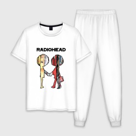 Мужская пижама хлопок с принтом Radiohead в Новосибирске, 100% хлопок | брюки и футболка прямого кроя, без карманов, на брюках мягкая резинка на поясе и по низу штанин
 | Тематика изображения на принте: creep | emi | radiohead | rok