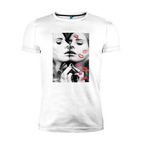 Мужская футболка премиум с принтом Lana Del Rey в Новосибирске, 92% хлопок, 8% лайкра | приталенный силуэт, круглый вырез ворота, длина до линии бедра, короткий рукав | interscope | lana del rey | polydor